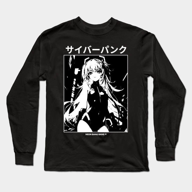 Cyberpunk Girl - Black Long Sleeve T-Shirt by Neon Bang Bang